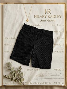 HILARY RADLEY Women’s Bermuda Shorts‎ Pull-on Mini Polka Dots Navy White SIZE M